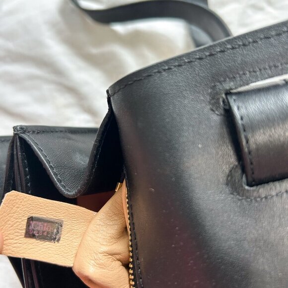 Chloé Louise Box Black Leather Crossbody Bag Gold Turnlock Vintage Authentic - Picture 7 of 12